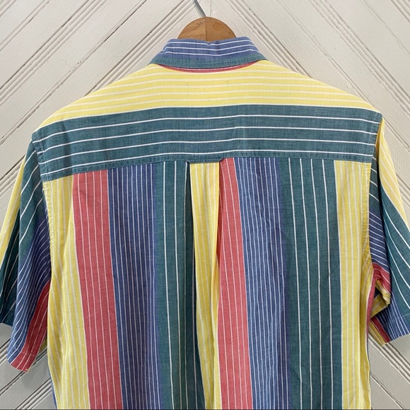 Vintage 90s Single Stitch Colorful Striped Shirt - Picture 8 of 9